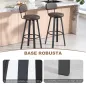 Juego de 2 Taburetes Altos de Cocina Giratorios Tapizados de PU con Respaldo Marco de Metal Reposapiés Marrón Oscuro