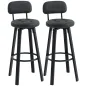 Juego de 2 Taburetes Altos de Cocina Giratorios Tapizados de PU con Respaldo Marco de Metal Reposapiés Gris Oscuro