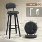 Juego de 2 Taburetes Altos de Cocina Giratorios Tapizados de PU con Respaldo Marco de Metal Reposapiés Gris Oscuro