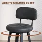 Juego de 2 Taburetes Altos de Cocina Giratorios Tapizados de PU con Respaldo Marco de Metal Reposapiés Gris Oscuro