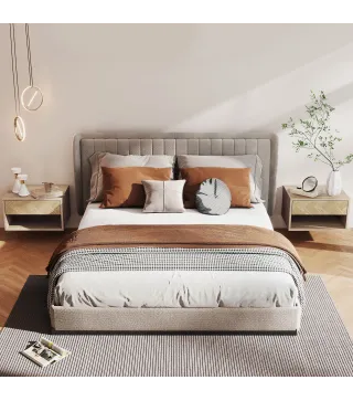 Juego de 2 Mesitas de Noche Colgantes Mesillas de Noche con Cajón y Compartimento para Dormitorio 37x32x21 cm Natural