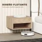 Juego de 2 Mesitas de Noche Colgantes Mesillas de Noche con Cajón y Compartimento para Dormitorio 37x32x21 cm Natural