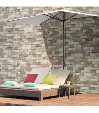 Sombrilla Rectangular 230x130x245 cm Parasol para Pared Media Sombrilla con Manivela Protección UV 30+ Impermeable Tela Poliéste