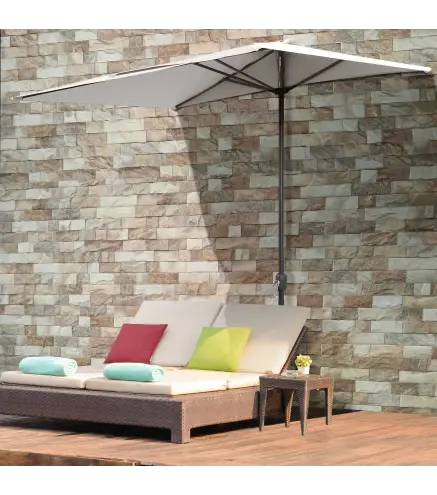 Sombrilla Rectangular 230x130x245 cm Parasol para Pared Media Sombrilla con Manivela Protección UV 30+ Impermeable Tela Poliéste