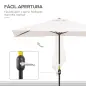 Sombrilla Rectangular 230x130x245 cm Parasol para Pared Media Sombrilla con Manivela Protección UV 30+ Impermeable Tela Poliéste