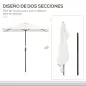Sombrilla Rectangular 230x130x245 cm Parasol para Pared Media Sombrilla con Manivela Protección UV 30+ Impermeable Tela Poliéste