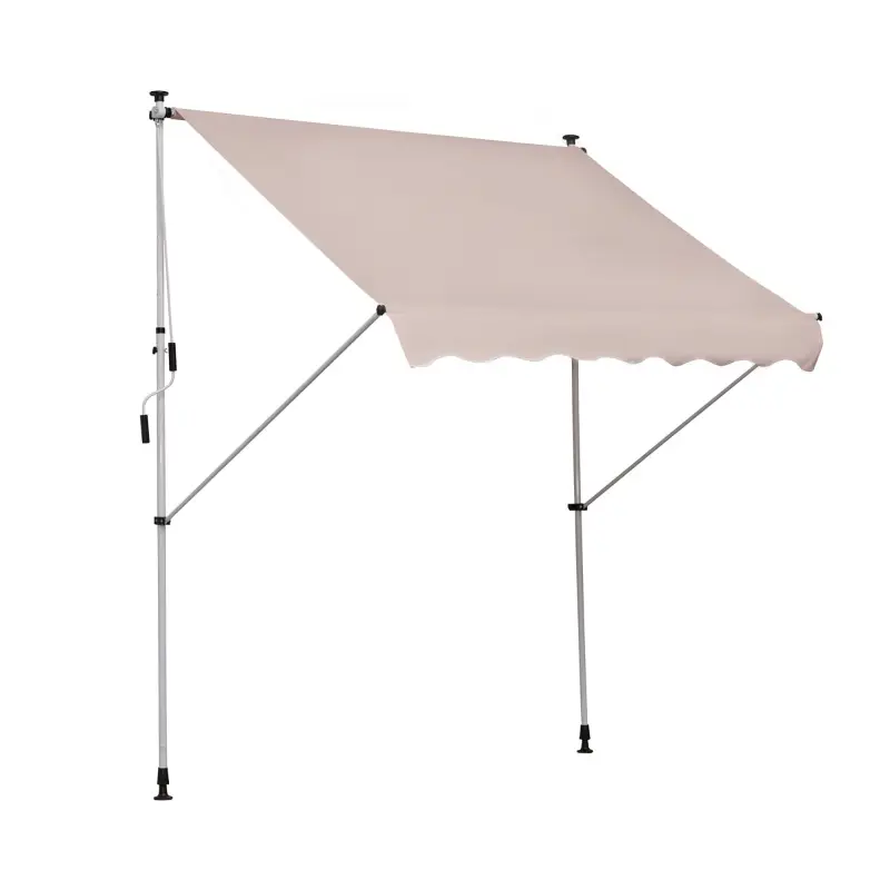 Toldo Manual Retráctil 200x150x170-280 cm para Balcón y Terraza con Altura Ajustable con Manivela Beige