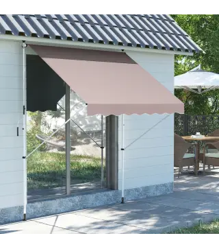 Toldo Manual Retráctil 200x150x170-280 cm para Balcón y Terraza con Altura Ajustable con Manivela Beige