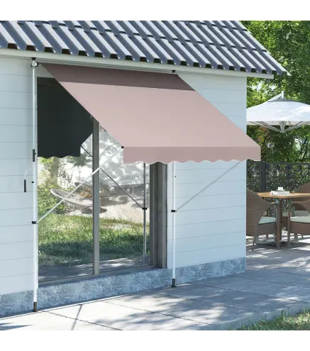 Toldo Manual Retráctil 200x150x170-280 cm para Balcón y Terraza con Altura Ajustable con Manivela Beige