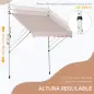 Toldo Manual Retráctil 200x150x170-280 cm para Balcón y Terraza con Altura Ajustable con Manivela Beige