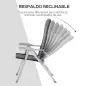 Silla de Jardín Plegable Portátil de Aluminio con Respaldo Alto Ajustable en 8 Posiciones y Reposacabezas Acolchado para Exterio