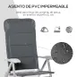 Silla de Jardín Plegable Portátil de Aluminio con Respaldo Alto Ajustable en 8 Posiciones y Reposacabezas Acolchado para Exterio