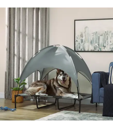 Cama Elevada para Mascotas Portátil con Toldo Extraíble Tela Transpirable al Aire Libre para Interior y Exterior 122x92x108 cm G