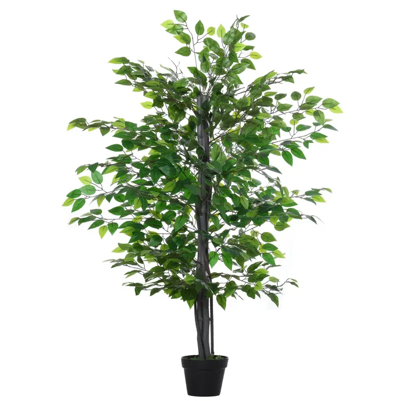 Planta Artificial Ficus Artificial de 145 cm con 756 Hojas y Maceta para Decoración Interior Ø20x145 cm Verde