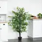 Planta Artificial Ficus Artificial de 145 cm con 756 Hojas y Maceta para Decoración Interior Ø20x145 cm Verde