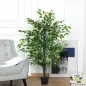 Planta Artificial Ficus Artificial de 145 cm con 756 Hojas y Maceta para Decoración Interior Ø20x145 cm Verde