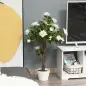 Planta Artificial de 90 cm Rosa Blanca Realista con 21 Flores y 350 Hojas Anti-UV Maceta de Cemento Verde Planta Artificial de 90 cm Rosa Blanca Realista con 21 Flores y 350 Hojas Anti-UV Maceta de Cemento Verde
