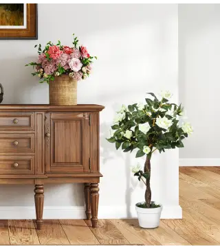 Árbol de Rosa Blanca Artificial