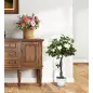 Planta Artificial de 90 cm Rosa Blanca Realista con 21 Flores y 350 Hojas Anti-UV Maceta de Cemento Verde