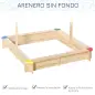 Arenero de Madera para Niños con Techo Cajón de Arena Toldo Ajustable Espacioso 120x120x120 cm para Jardín Exterior al Aire Libr
