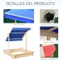 Arenero de Madera para Niños con Techo Cajón de Arena Toldo Ajustable Espacioso 120x120x120 cm para Jardín Exterior al Aire Libr