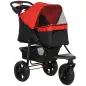Carrito para Perros con 3 Ruedas Ventanas de Malla Cesta de Almacenaje y Correas de Seguridad 109,5x57,5x106,5 cm Rojo