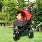 Carrito para Perros con 3 Ruedas Ventanas de Malla Cesta de Almacenaje y Correas de Seguridad 109,5x57,5x106,5 cm Rojo