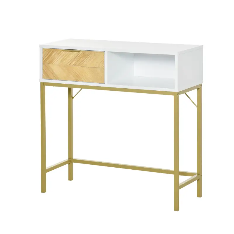 Consola para Recibidor Mueble para Recibidor Estilo Moderno con Cajón y Estante Abierto para Entrada Pasillo 80x30x80,5 cm Blanc
