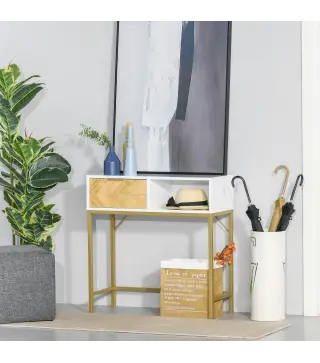 Consola para Recibidor Mueble para Recibidor Estilo Moderno con Cajón y Estante Abierto para Entrada Pasillo 80x30x80,5 cm Blanc