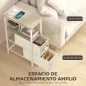 Juego de 2 Mesitas Auxiliares Estrechas con Enchufe Toma AC Puerto USB Puerto USB-C 2 Cajones de Tela Natural