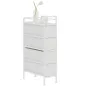 Cómoda con 4 Cajones de Tela Marco de Acero Cómoda para Dormitorio para Espacios Pequeños Salón Vestidor Blanco