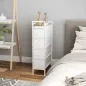 Cómoda con 4 Cajones de Tela Marco de Acero Cómoda para Dormitorio para Espacios Pequeños Salón Vestidor Blanco