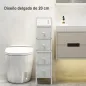 Cómoda con 4 Cajones de Tela Marco de Acero Cómoda para Dormitorio para Espacios Pequeños Salón Vestidor Blanco