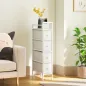 Cómoda con 4 Cajones de Tela Marco de Acero Cómoda para Dormitorio para Espacios Pequeños Salón Vestidor Blanco