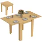 Mesa de Comedor Extensible 70-140x80 cm para 4-6 Personas con Tirador de PU y Almohadillas de Fieltro Natural