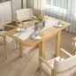 Mesa de Comedor Extensible 70-140x80 cm para 4-6 Personas con Tirador de PU y Almohadillas de Fieltro Natural