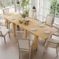 Mesa de Comedor Extensible 70-140x80 cm para 4-6 Personas con Tirador de PU y Almohadillas de Fieltro Natural