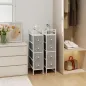 Cómoda con 4 Cajones de Tela Marco de Acero Cómoda para Dormitorio para Espacios Pequeños Salón Vestidor Gris Claro