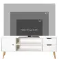 Mueble de TV para Televisiones de 50" Mesa de Salón con Puerta 2 Estantes Abiertos y 2 Cajones 120x28x44 cm Blanco
