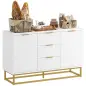 Aparador Moderno Aparador para Salón con 3 Cajones 2 Puertas y Estante Ajustable Mueble Auxiliar para Salón Cocina Antivuelco 12