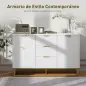 Aparador Moderno Aparador para Salón con 3 Cajones 2 Puertas y Estante Ajustable Mueble Auxiliar para Salón Cocina Antivuelco 12