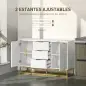 Aparador Moderno Aparador para Salón con 3 Cajones 2 Puertas y Estante Ajustable Mueble Auxiliar para Salón Cocina Antivuelco 12