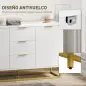 Aparador Moderno Aparador para Salón con 3 Cajones 2 Puertas y Estante Ajustable Mueble Auxiliar para Salón Cocina Antivuelco 12