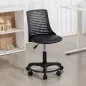 Silla de Escritorio sin Brazos Silla de Oficina Giratoria con Respaldo Hueco Altura Ajustable Negro
