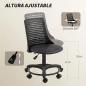 Silla de Escritorio sin Brazos Silla de Oficina Giratoria con Respaldo Hueco Altura Ajustable Negro