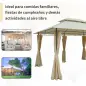 Gazebo de Exterior 3x4 m con Paredes Laterales Doble Techo 6 Puertas con Cremallera y 8 Orificios de Drenaje Crema
