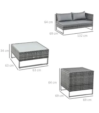 Conjunto de Muebles de Jardín de Ratán