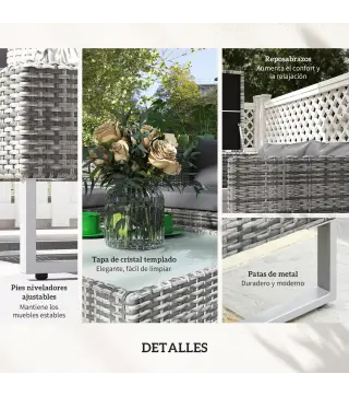 Conjunto de Muebles de Jardín de Ratán