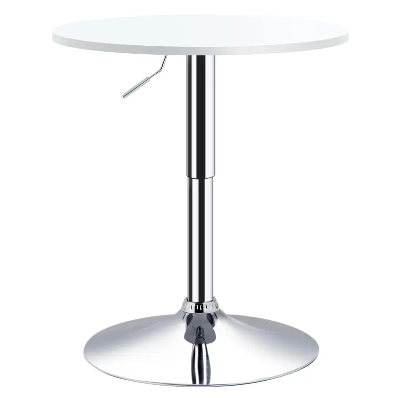 Mesa de Bar Regulable en Altura con Base Redonda y Antideslizante para Cocina Comedor Ø60x69-93 cm Blanco Mesa de Bar Regulable en Altura con Base Redonda y Antideslizante para Cocina Comedor Ø60x69-93 cm Blanco