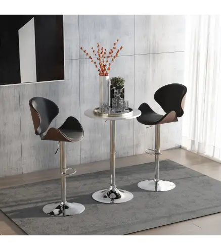 Mesa de Bar Regulable en Altura con Base Redonda y Antideslizante para Cocina Comedor Ø60x69-93 cm Blanco